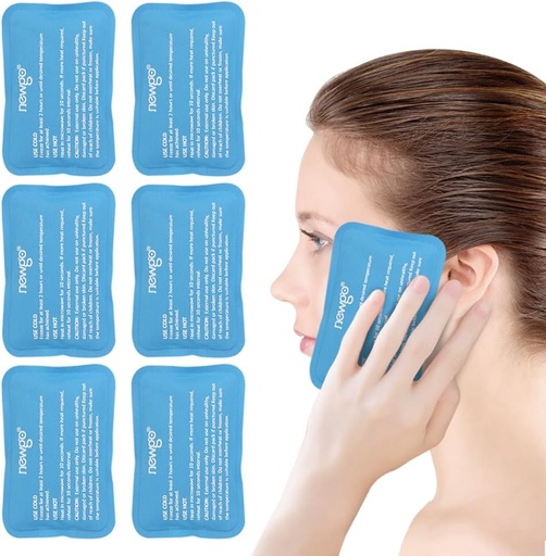 [BRSRMZINO4CW2FDO] NEWGO Mini Ice Packs (6 Packs) Gel Cold Packs for Injuries Reusable, Face Ice Pack for Face Surgery, Teeth Pain, Tired Eyes, Kid's Boo Boos, Bruises, Headaches,Breastfeeding 4.5"X 3.2" Blue