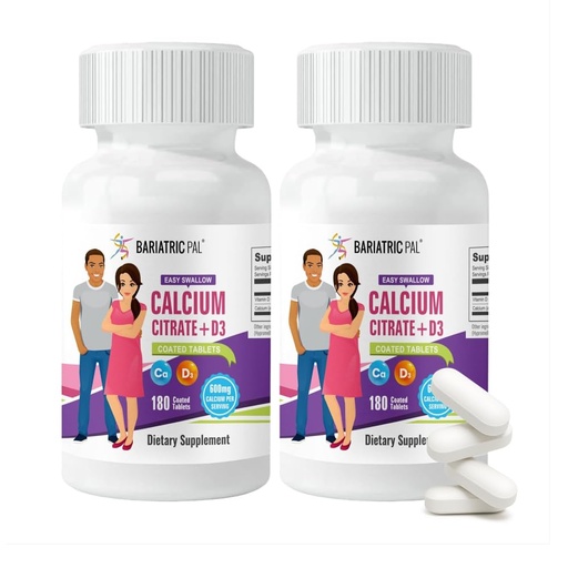 [BRSW2AA2AUBAY3TV] BariatricPal Easy Swallow Calcium Citrate (600mg) and D3 Coated Tablets (60-Day Supply)