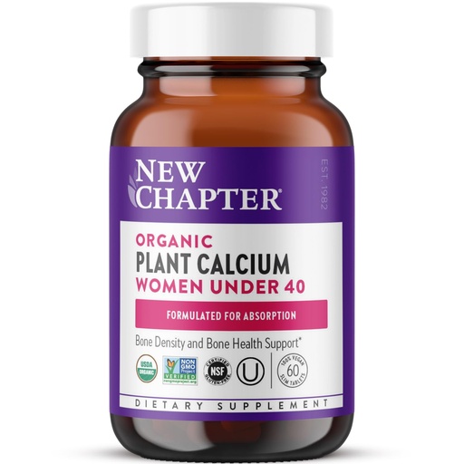[BRSRMZAOAUMQI2AZ] New Chapter Calcium Supplement – Organic Plant Calcium for Women Under 40, with Vitamin D3 for Absorption + Vitamin K2 + Magnesium, Vegetarian, Gluten Free - 60 Count