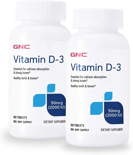 [BRSWYGIOCQMGKD3Z] GNC Vitamin D-3 2000 IU - Twin Pack