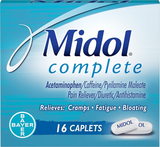 [BRSWGYACCAMGEFLJ] Midol Complete Caplets - 16 Caplets, Pack of 3