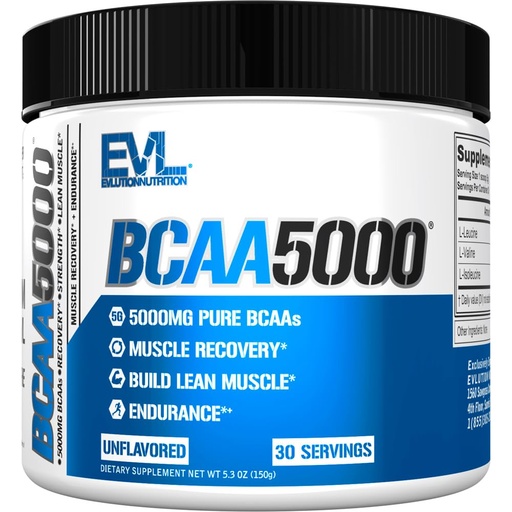 [BRSRMCQECMFWE2DL] Evlution EVL BCAAs Amino Acids Powder - BCAA Powder Post Workout Recovery Drink and Stim Free Pre Workout Energy - 5g Branched Chain Amino Acids Supplement for Men - Unflavored