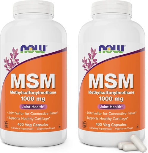 [BRSWYZT3BMCAEELD] Now MSM 1000mg, 400 Veg Capsules (Pack of 2) Methyl-Sulphonyl-Methane, Made in USA, Sulfur Supplement, Non-GMO, Vegan/Vegetarian Friendly