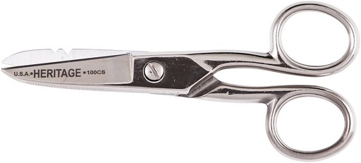 [BRSWGYIOAABBUE3P] Klein Tools G100CS Scissors, Made in USA, Electrician Scissor with Stripping Notches and Serrated Blade, 5-1/4-Inch