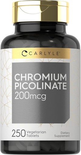 [BRSW2HD6CIHQGFIY] Carlyle Chromium Picolinate 200mcg | 250 채식 정제 | 높은 흡수 | Non-GMO, 글루텐 무료 보충