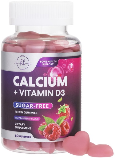 [BRSRMHA6AUHWEEI2] Calcium Gummies with Vitamin D3 10 mcg per Serving - Sugar Free Calcium Supplements for Bone Strength, Teeth & Immune Health Support - Natural Chews, Berry Flavored & High Absorption - 60 Gummies
