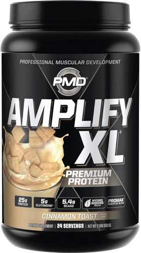 [BRSWYZQ6BMNA2YDJ] PMD Sports amplify XL Premium Whiy Protein Suplement Hydro Blend - Glutamine and Whey Protein Matrix dengan Superfood for Muscle, Power and Recovery - Cinnamon Toast (24 Servis)
