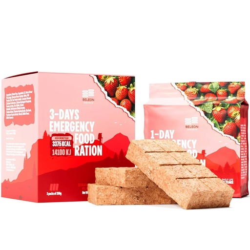 [BRSRAFIFB4HBA23J] Emergency Food Supply 3-days 72 hours Strawberry Biscuit Bars MRE Meals Military 2024 Survival Kit - 20 Years Shelf Life Camping Hiking Supplies