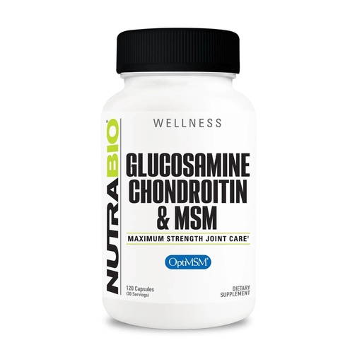 [BRSW2HD5O4IAMYDF] NutraBio Glucosamine Chondroitin & OptiMSM Supplement, Joint Support Formula - 120 Capsules (120 Count)