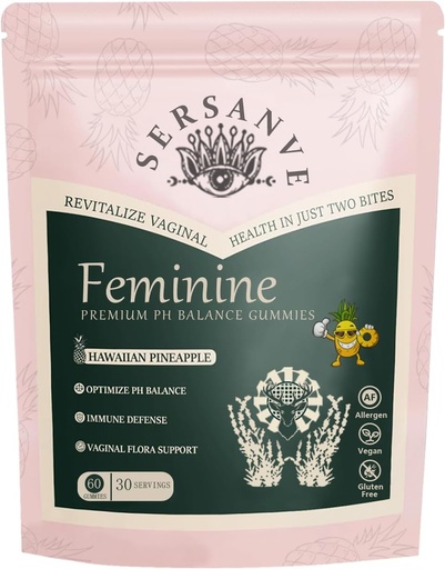 [BRSRAAQNAF6GMET4] Vital Natural Feminine Balance Gummies for Women Health, Hawaiian Pineapple Flavor, Vegan, Gluten-Free ，Supports Women Vitality & Gut Health - 60 Gummies (1)