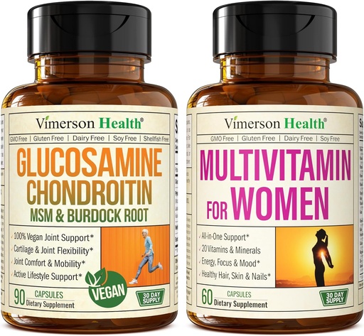[BRSW2AA6DJ4A4YAY] Vegan Glucosamine Chondroitin MSM Joint Support Supplement & Complete Multivitamin for Women