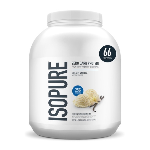 [BRSWECQYCANQ2C3X] Isopure Zero Carb 100% Pure Whey Isolate Protein Powder, Gluten Free, With Vitamins, Creamy Vanilla, 25g Protein Per Serving, 4.5 Lbs, 66 Servings (Packaging May Vary)