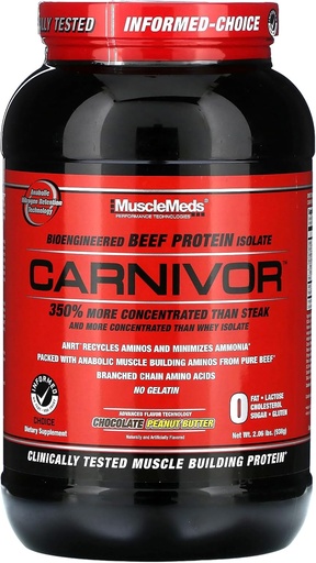 [BRSWIHY6OYFBMHYV] MuscleMeds Carnivor Beef Protein Isolate Powder, 23 Grams Protein, 0 Fat, 0 Sugar, 0 Cholesterol, Lactose Free, Chocolate Peanut Butter, 2.2 Libra, 28 Servings