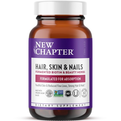 [BRSWKHD7OYCB2CI6] New Chapter Biotin Supplement, Vegan Hair Skin and Nails Vitamins with Fermented Biotin + Astaxanthin - 60 Count