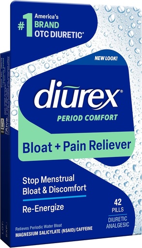 [BRSWIYIEOEBRQ2DA] Diurex Pastile de apă + Durere Relief - Relieve apă Bloat, Crampe, & Oboseală - 42 Conte