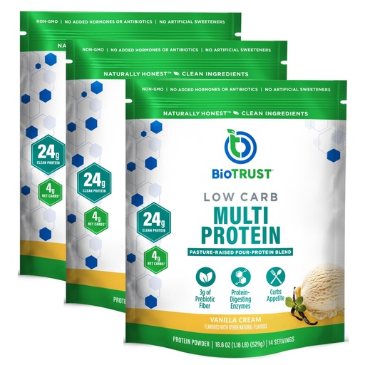 [BRSRMYAQO4MAO332] BioTrust Low Carb Protein Powder - Natural and Delicious Whey & Casein Blend from Grass-Fed Hormone Free Cows - Non GMO, Soy Free, Gluten Free, Hormone Free (Vanilla, 3-Pack)
