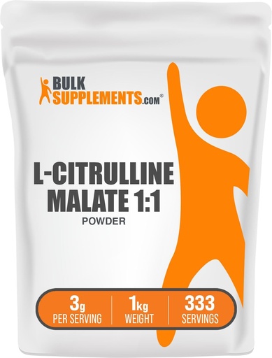 [BRSWIFYQA4MBQF3U] BulkSupplements.com L-Citrulin Malate 1:1 prašek - citrulin prašek, dodatek aminokislin - Unflavored & Gluten Free - 3g na serviv, 1kg (2,2 lbs) (Pack of 1)