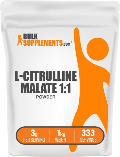 [BRSWIFYQA4MBQF3U] BulkSupplements.com L-Citrulline Malate 1:1 Powder - Citrulline Powder, Amino Acid Supplement - Unflavored & Gluten Free - 3g per Servings, 1kg (2.2 lbs) (Pack of 1)