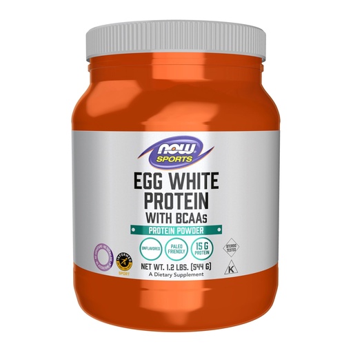 [BRSWIY32BQIRAG3Y] NOW Foods Sports Nutrition, Egg White Protein, 16 g With BCAAs, Unflavored Powder, 1.2-Pound