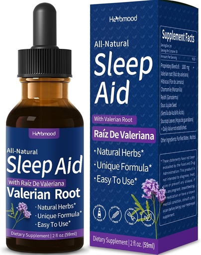 [BRSROFDQO57AOHQ4] Drops de soutien du sommeil de racine valériane, Gotas de Manzanilla y Flor de Jamaica y Valeriana para Dormir Profundamente, Extrait de plantes naturelles liquide avec Hibiscus & Chamomile. 2 oz
