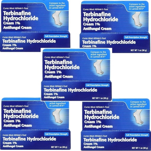 [BRSWKH3ZBV7BODLY] "Terbinafine Hydrochloride" 1% untuk 1 Minggu Atlete Foot Treatment AntiFungal Cream Fast Symptom Relief & Prevents Recurrence 1 oz. (30 g) 5 Pack