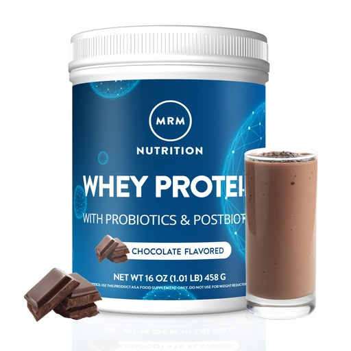 [BRSWIYYMC4PAKEYZ] MRM Nutrition Whey Protein - Chocolate Flavored, Microfiltered Whey Protein Isolate & Concentrate, 16 Different Probiotic Strains, BCAAs, & Digestive Enzymes, Gluten Free, for Women & Men - 16 Servings
