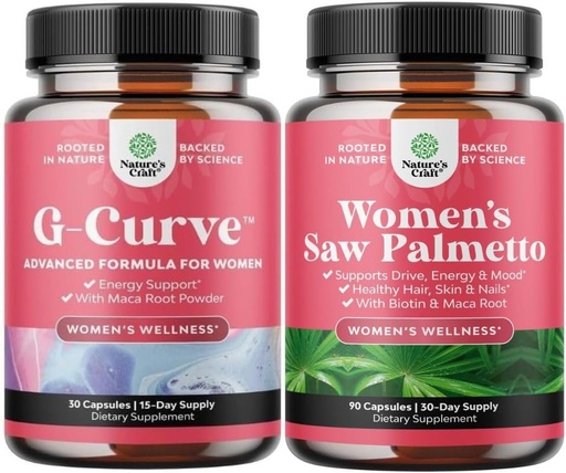 [BRSRAZYQDEJQM2TK] Pacote de G Curve Horny cabra Erva para mulheres para melhor desempenho de humor de energia e extra força serra Palmetto para mulheres 500mg - DHT Blocker - 30-Dia de fornecimento - Vitaminas capilares para perda de cabelo Suplemento