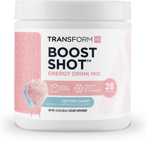 [BRSROFIEBB6RG233] TransformHQ Boost Shot (28 Servings, Cotton Candy) | Energy Without The Crash - Gluten Free, Non-GMO