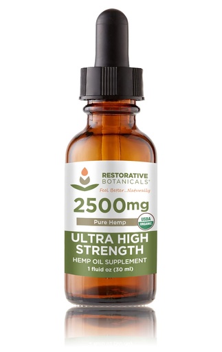 [BRSW2EDYAACQ433K] Ultra High Strength Hemp Oil Supplement for Body & Mind Benefits - USDA Certified Organic - Natural Flavor - 2500mg - Pure Hemp (1oz/30ml) 60 Servings - Calming Stress Relief