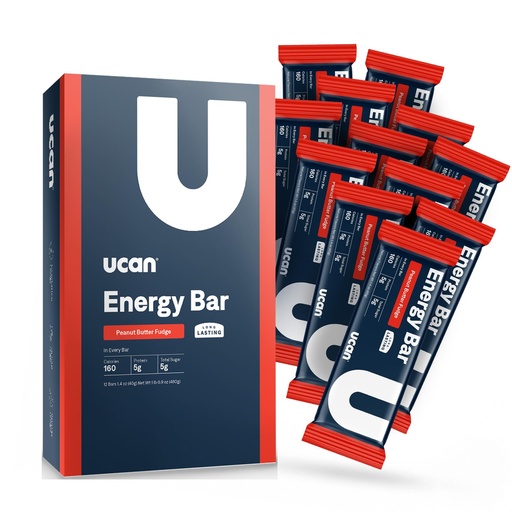 [BRSROGIQOECAAFL5] UCAN Energy Bars Peanut Butter Fudge | Steady Energy | Low Sugar | 12 Pack