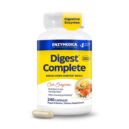[BRSWGHYYOV5GAFI2] Enzymedica Digest Complete - Digestive Enzyme Supplement for Women & Men, Enzyme Capsules for Digestion, Gut Health Support, Helps Gas & Bloating, Energy Support, Vegan - 240 Caps