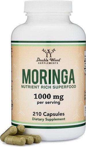 [BRSWGCA6AUNROAI7] DWS Organic Morsules Capsules 1000mg - Pure Moringa Powder for Energy & Imune Dukung - Green Superfood Rich dalam Antioksidants, Esculum Vitamin & Amino Acids - 105 Vegan Capsules