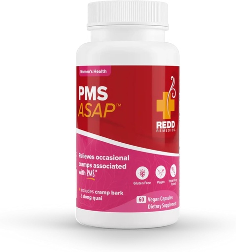 [BRSRAZLQB4FWKD37] Redd Remedies, PMS ASAP, Includes Cramp Bark & Dong Quai, 60 Vegan Capsules