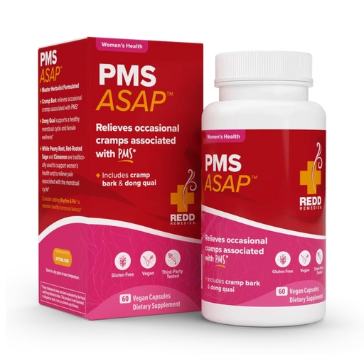 [BRSRAZLQB4FWKD37] Redd Remedies, PMS ASAP, Includes Cramp Bark & Dong Quai, 60 Vegan Capsules