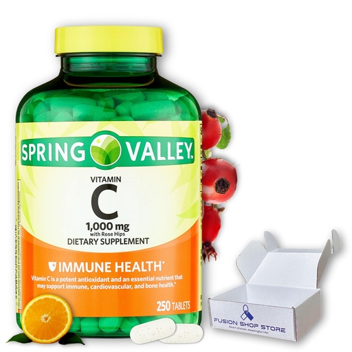 [BRSROZQOOABQIEY2] Vitamin C 1000mg- with Rose Hips Tablets, 250 Count (Pack of 1), Boxed By Fusion Shop Store