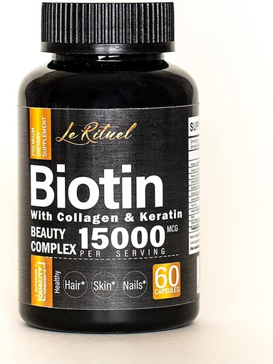 [BRSRMAL6OQORG2DZ] Biotin Vitamins with Collagen & Keratin - Hair Growth Supplement for Women & Men - 15000 mcg Pills - Vitamins A,D,B1,B2,B3,B5,B6,B12 Complex - Healthy Vegan Capsules - 60 Count