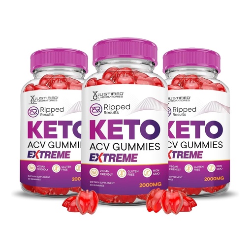 [BRSRAZYLCIPAYDT4] Justified Laboratories Ripped Results Keto ACV Gummies Extreme (2000 mg) - 60 Count, Pack of 3 - Formulated with Apple Cider Vinegar, Folate & Vitamin B12 - Non-GMO, Vegan, Gluten Free - 90 Servings