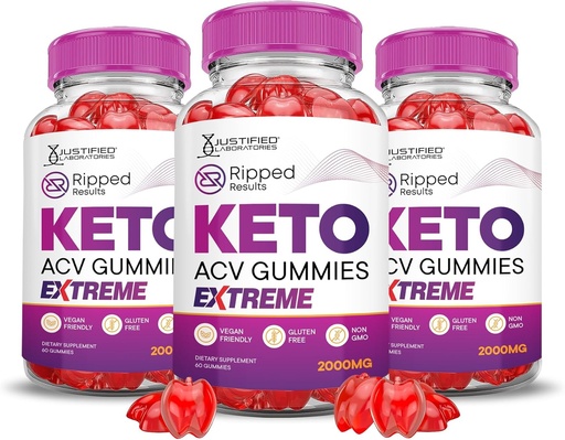[BRSRAZYLCIPAYDT4] Laboratoires Justifiés (3 résultats d'emballage Ripped Keto ACV Gummies Extreme 2000MG Ripped Results Formulé avec Pomegranate Beet Juice Powder B12 Vegan Non OGM 180 Gummys