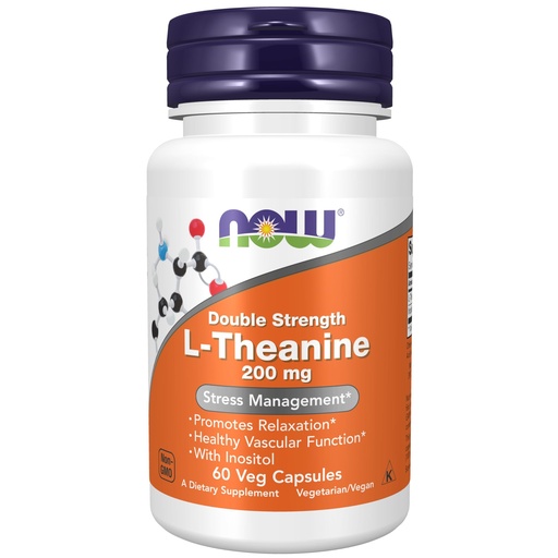 [BRSWIYQBOQMW2FA5] NOW Foods Supplements, L-Theanine 200 mg with Inositol, Stress Management*, 60 Veg Capsules