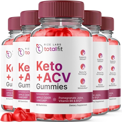 [BRSROHQODMGQYCLD] rize labs Total Fit Keto and ACV Gummies, Supplement to Lose Belly Fat for Advanced Weight Loss, Maximum Strength Formula - Pack of 5(300 Gummies)