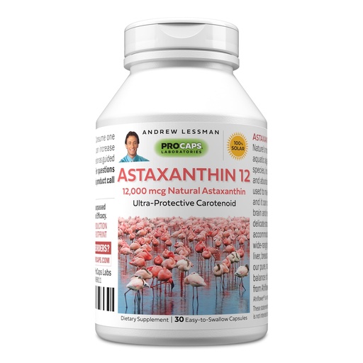 [BRSWY2QLDIIQ4DQ2] ANDREW LESSMAN Astaxanthin 12mg - 30 Softgels - 12000 mcg Natural Astaxanthin, Powerful Anti-Oxidant Carotenoid. Protection for Eyes, Heart, Skin and More. No Additives. Easy to Swallow Softgels