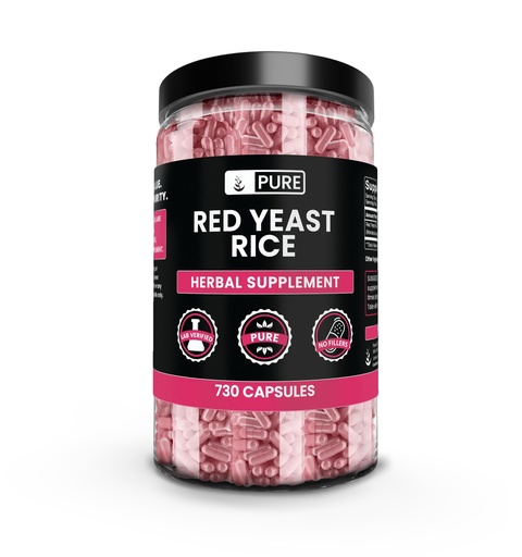 [BRSWYZYZDEJR6CLZ] Pure Original Ingredients Red Yeast Rice No Magnesium Or Rice Fillers, Always Pure, Lab Verified (730 Capsule)