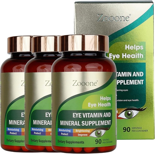 [BRSRAAYRDEFRG33O] zooone- Lutein Eye Vitamins Supplement for Macular Health and Dry Eye, Contains Lutein, Zinc, Vitamins C/E & Zeaxanthin to Support Eye Health, 90 Tablets (3)