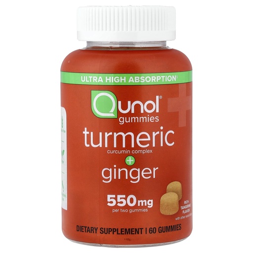 [BRSW2HQTOYNGM3TO] Qunol Turmeric and Ginger Gummies, Turmeric Curcumin Supplement + Ginger, Joint Support Gummy, Ultra High Absorption, Vegan, Gluten Free, 1 Month Supply, 60ct Gummies