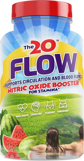 [BRSWYZYNBMAQMCQ4] The20: Flow - Supplément à l'oxyde nitrique - 60 capsules - L-Citrulline de pastèque biologique, épinards organiques et cerises d'acérola organiques - pour la santé du coeur, du cerveau et de l'ensemble - Pas de gluten