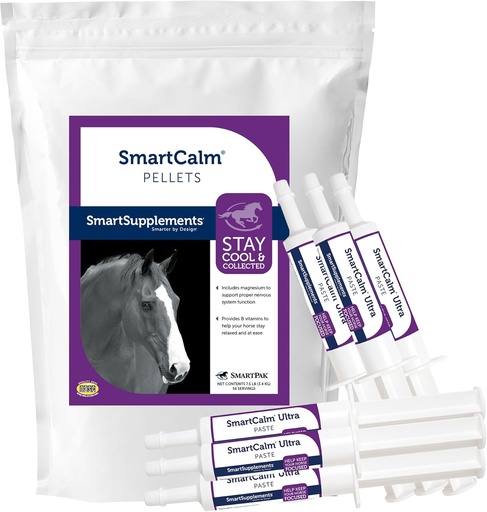 [BRSRAADQOQBAMCD7] SmartEquine SmartCalm Pellets & SmartCalm Ultra Paste 6 Tubes Bundle, Horse Calming Supplement | No Added Sugar Or Herbs, Dietary Equine Supplement