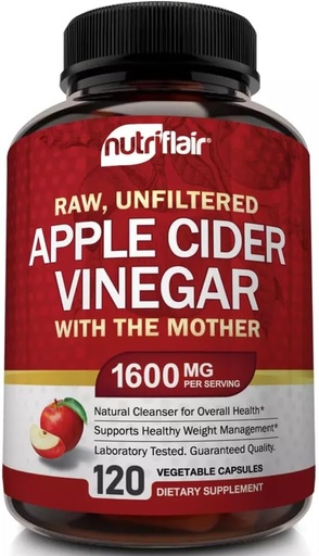 [BRSWGZLYAEARSDQV] Apple Cider Vinagre Cápsulas com a mãe - 120 comprimidos Vegan ACV - Melhor Suplemento para Perda de Peso Saudável, Dieta, Keto, Digestão, Detox, Imune - Poderoso Limpador & Apetite Supressor Não-GMO