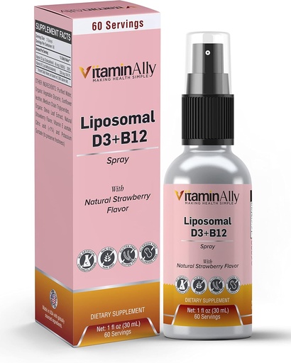 [BRSROEAQCJ7BOCLJ] Liposomal Liquid Vitamin D3 + Vitamin B12 Spray |2 Month Supply|1 fl oz|Non-GMO |Sugar Free|Travel Friendly|Immune Support, Bone Health, Supports Energy, Brain Function