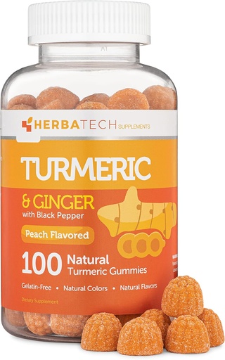 [BRSWYEIROJ7AAFIZ] Turmeric Curcumin Gummies with Black Pepper & Ginger Root (100 Count) Chewable Supplement for Adults and Kids - Joint Support and Vegan Safe