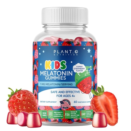 [BRSW2FI2OF5BOELX] Kids Melatonin Gummies [Fall Asleep Faster with 100% Drug Free Strawberry Cream Flavored Gummy] for Natural Sleep Support | Vegetarian, Gluten Free | 60 Children’s Melotonin Chewables